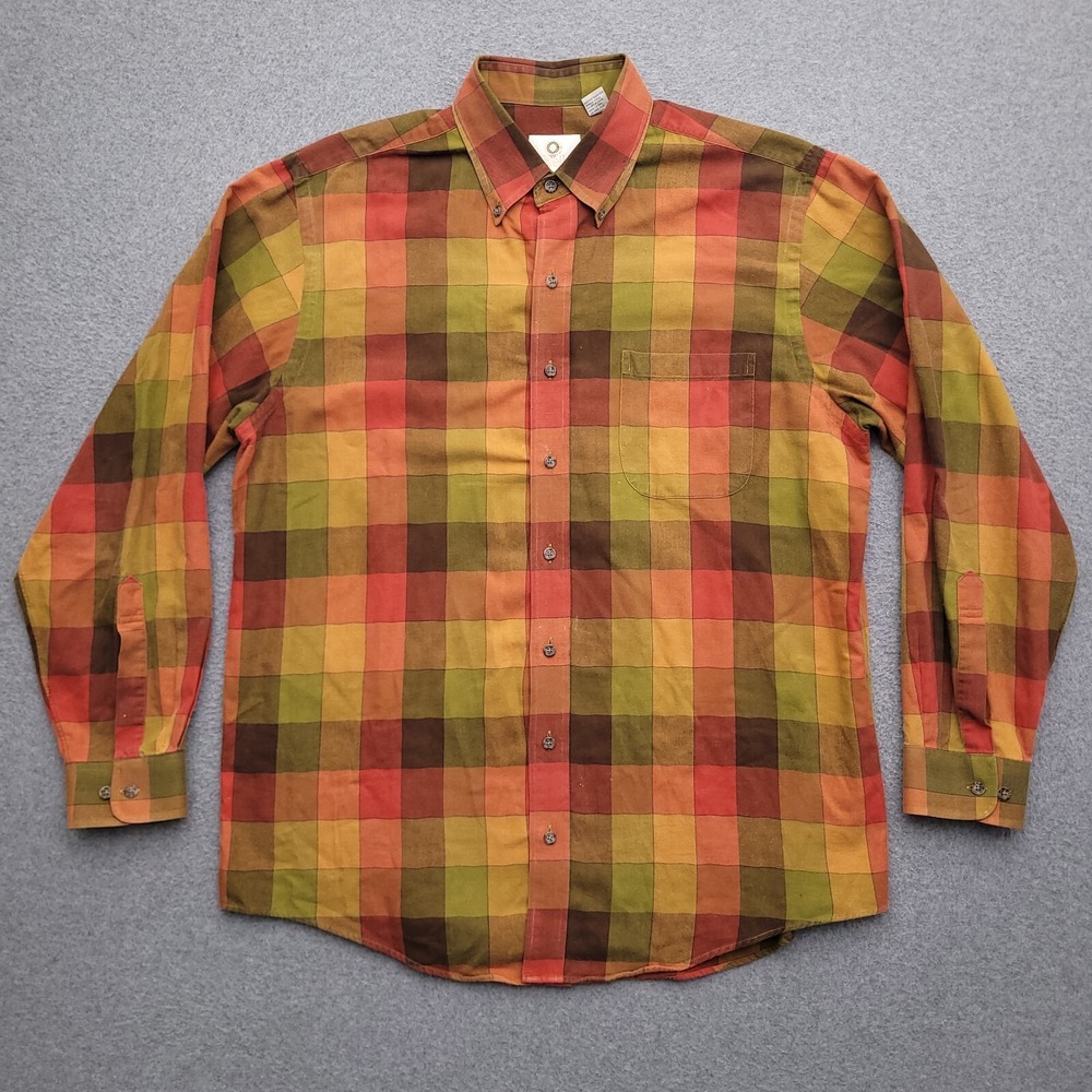 Viyella Button Up Shirt Large Wool Blend Plaid Multicolor Mens